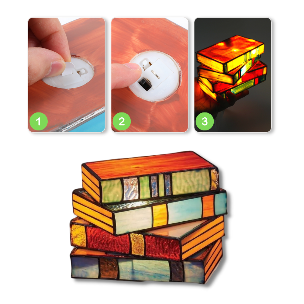 Lampe intemporelle livres empilés