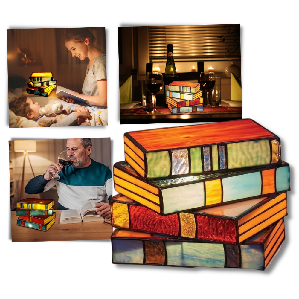 Lampe intemporelle livres empilés