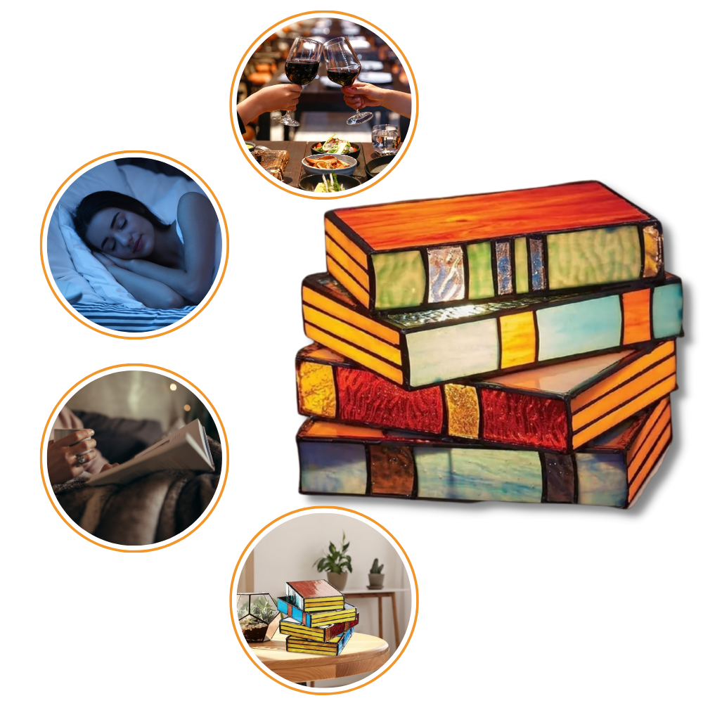 Lampe intemporelle livres empilés