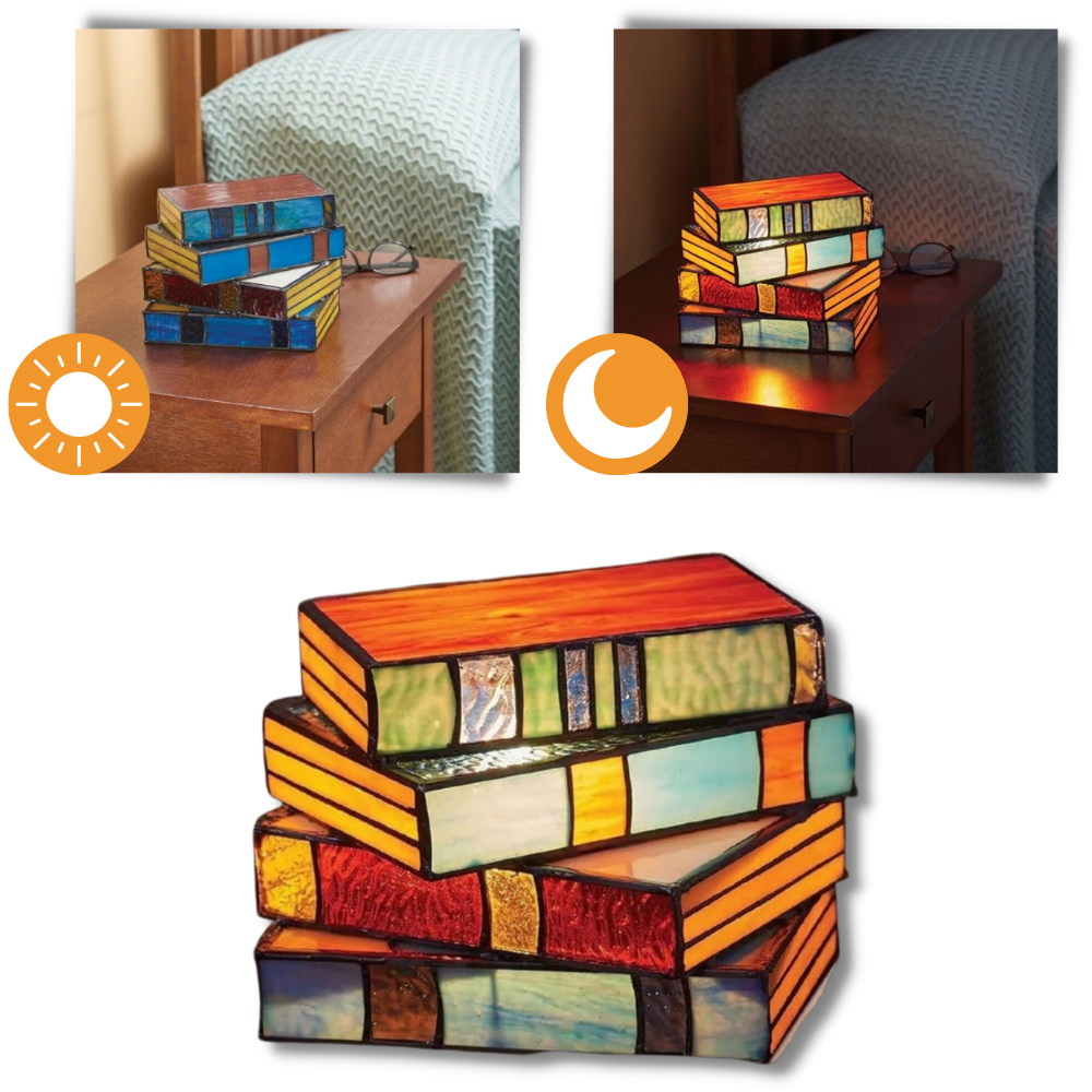 Lampe intemporelle livres empilés