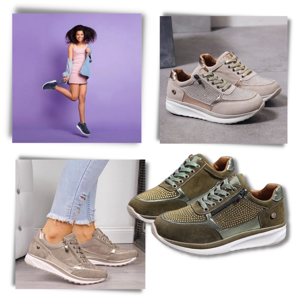 Baskets à semelles compensées avec strass