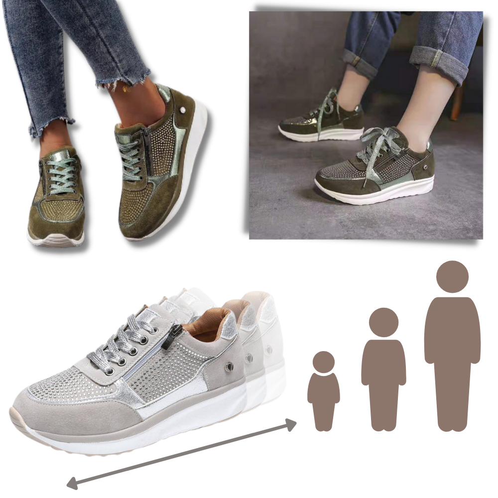 Baskets à semelles compensées avec strass